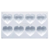 Moule Silicone 3D 8 Coeurs Géométrique